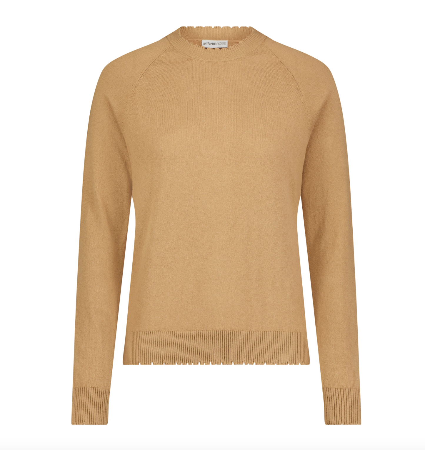 Frayed L/S Crew Camel