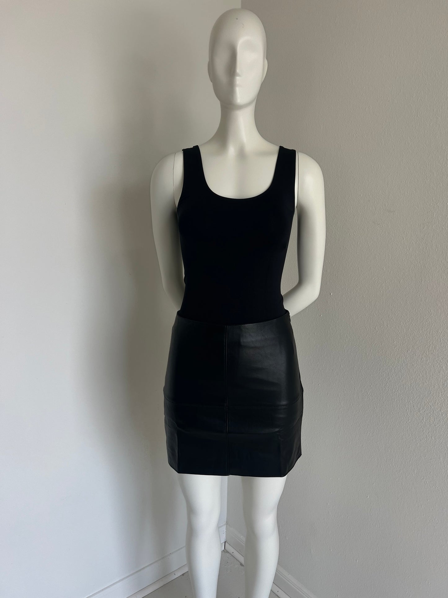 Elon Vegan Leather Column Mini Skirt