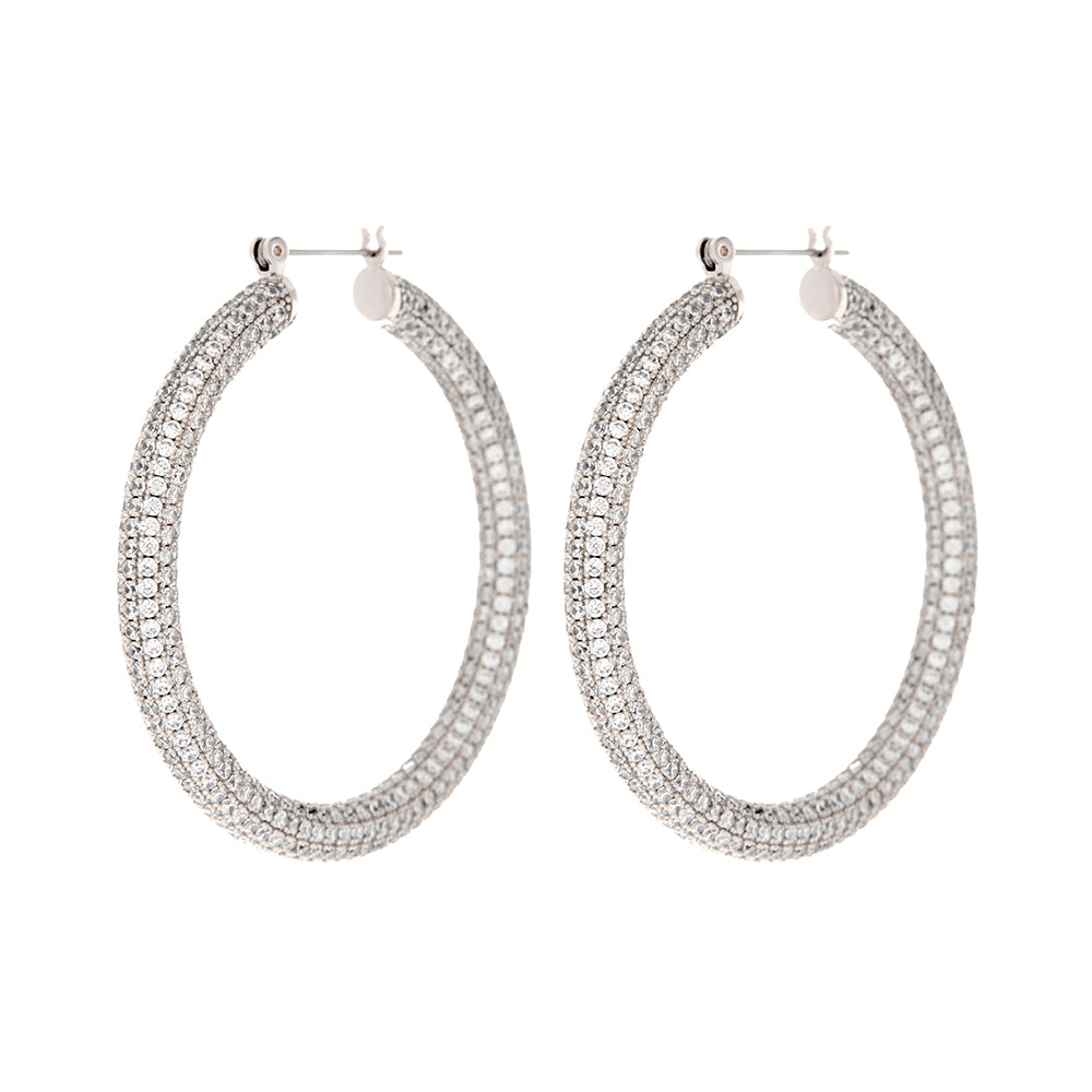 Pave Amalfi Hoops- Silver