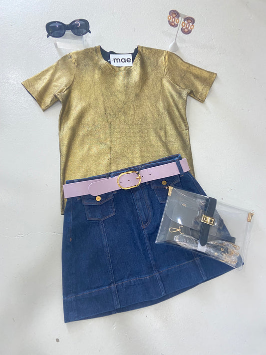 Metallic Gold Crew Tee