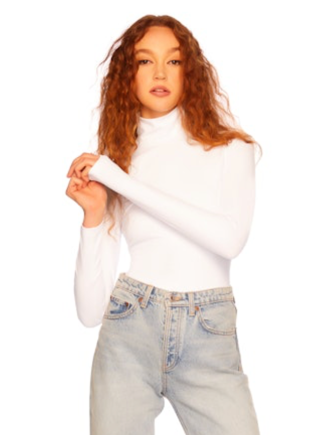 Mock neck l/s top