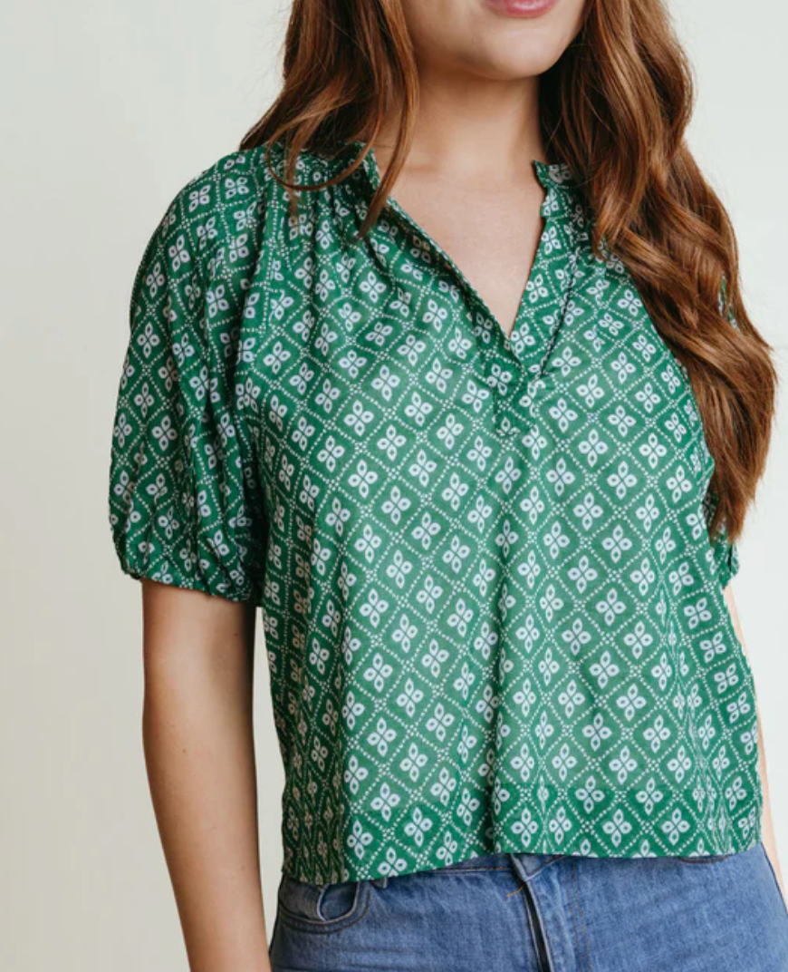 Henley Verde Blouse