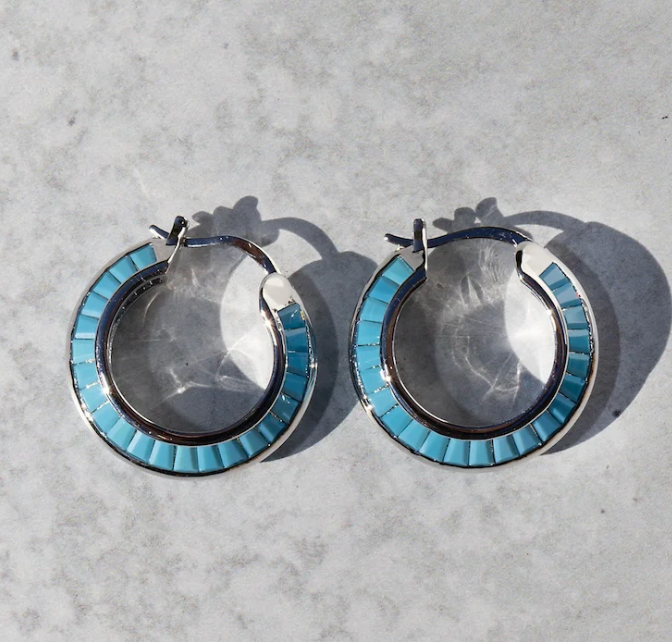 Silver/Turq Hoops