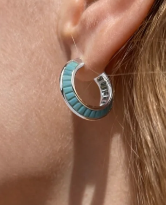 Silver/Turq Hoops