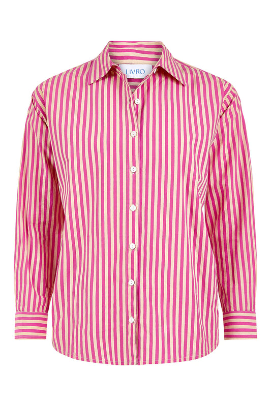 Raspberry Pinstripe Top