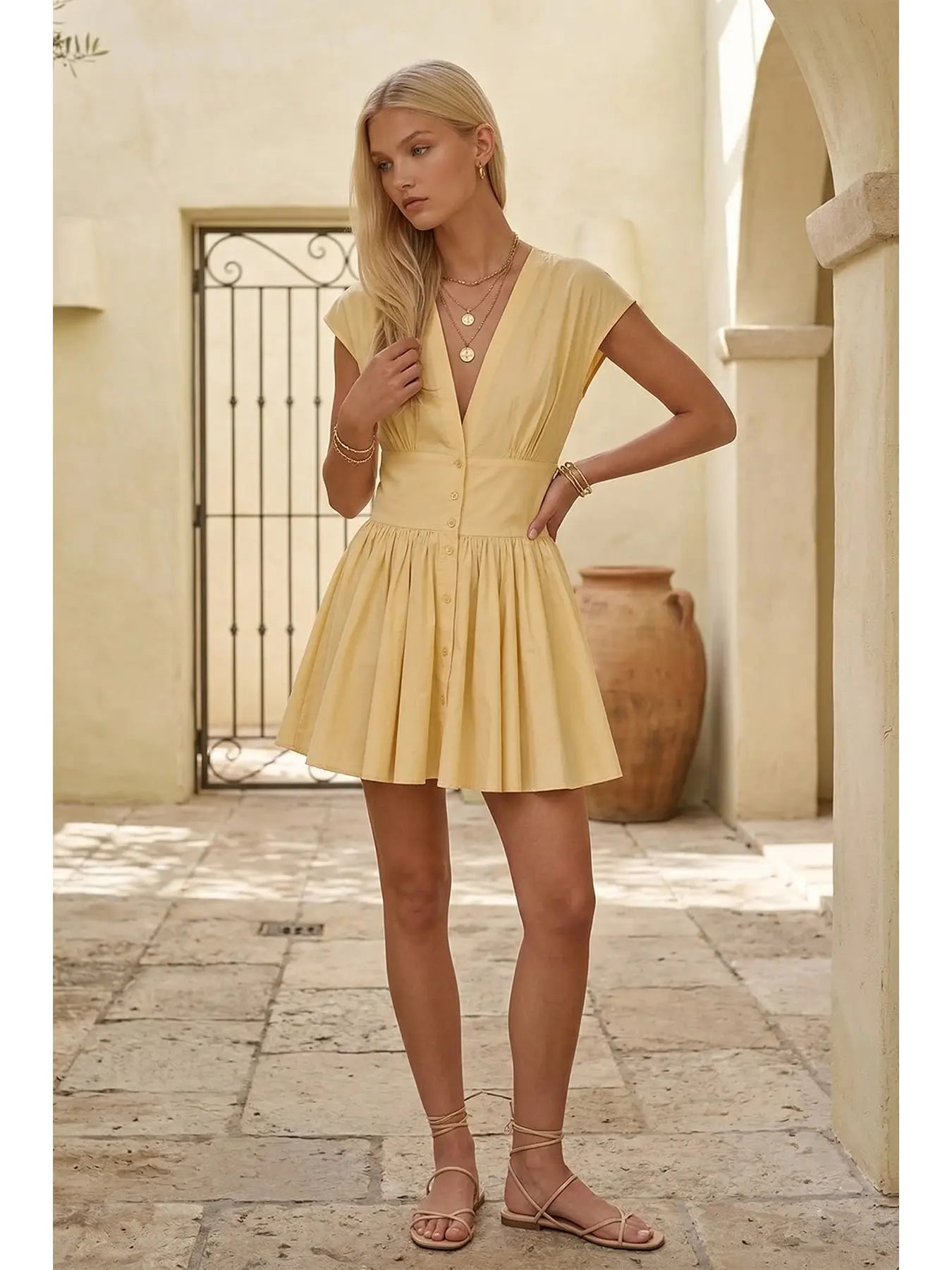 Poplin Yellow Dress